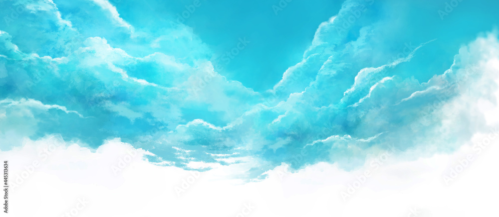 夏空の風景イラスト 水色 Stock Illustration Adobe Stock