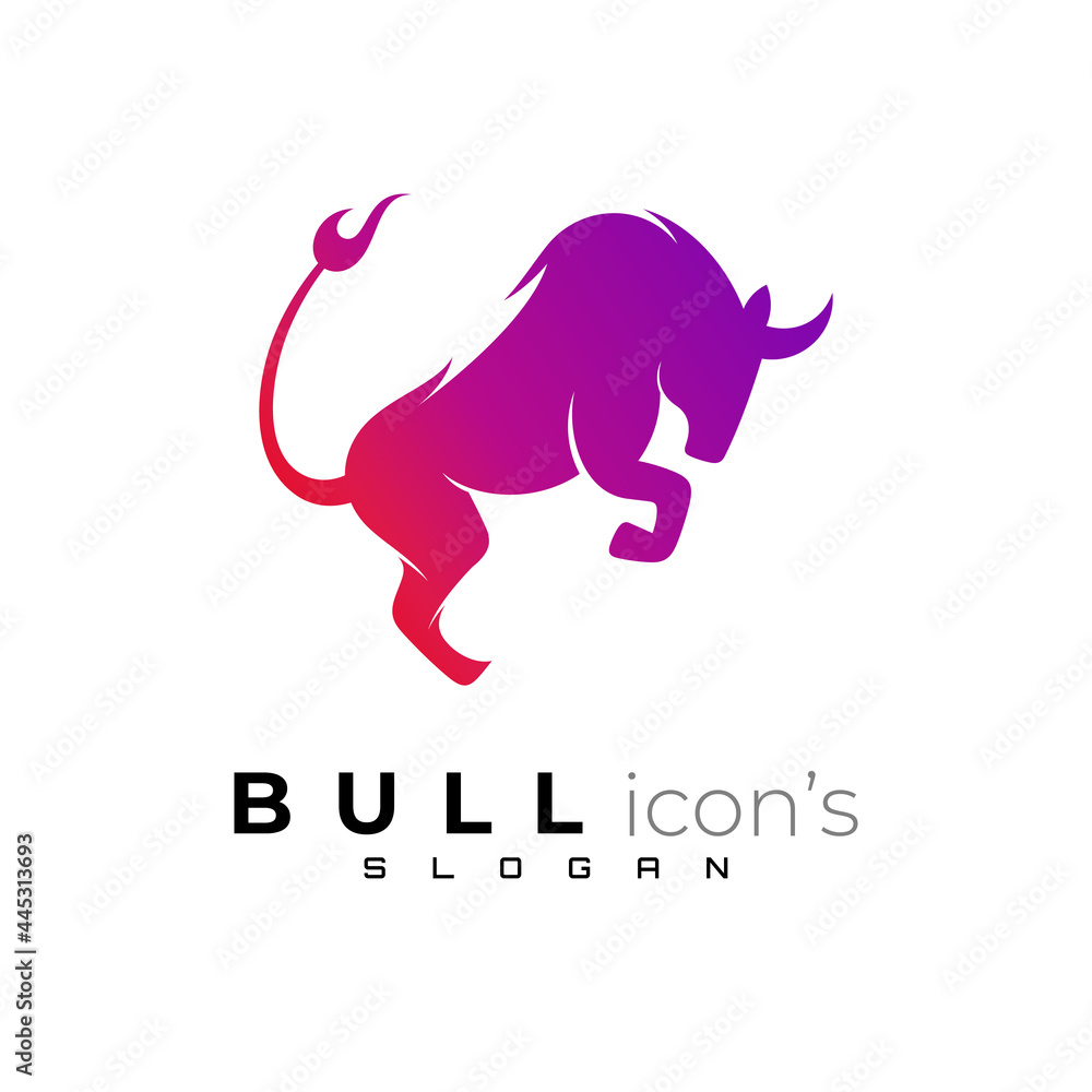 Obraz premium Flat animal logo vector, Bull logo design