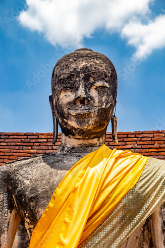 Wat Worachettharam temple, sitting buddha in Phra Nakhon Si Ayutthaya, Historic City in Thailand photo