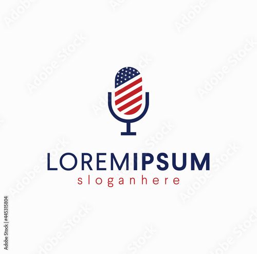American podcast logo icon vector symbol microphone design sign illustration template
