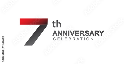 7th anniversary logo red and black design simple isolated on white background for anniversary celebration.