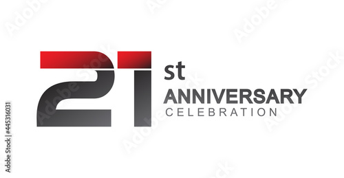 21st anniversary logo red and black design simple isolated on white background for anniversary celebration.