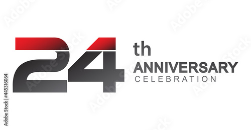 24th anniversary logo red and black design simple isolated on white background for anniversary celebration.
