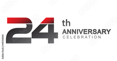 Free Download 24th anniversary logo red and black design simple isolated on white background for anniversary celebration. - GFXLoad