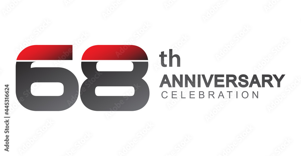 68th anniversary logo red and black design simple isolated on white background for anniversary celebration.