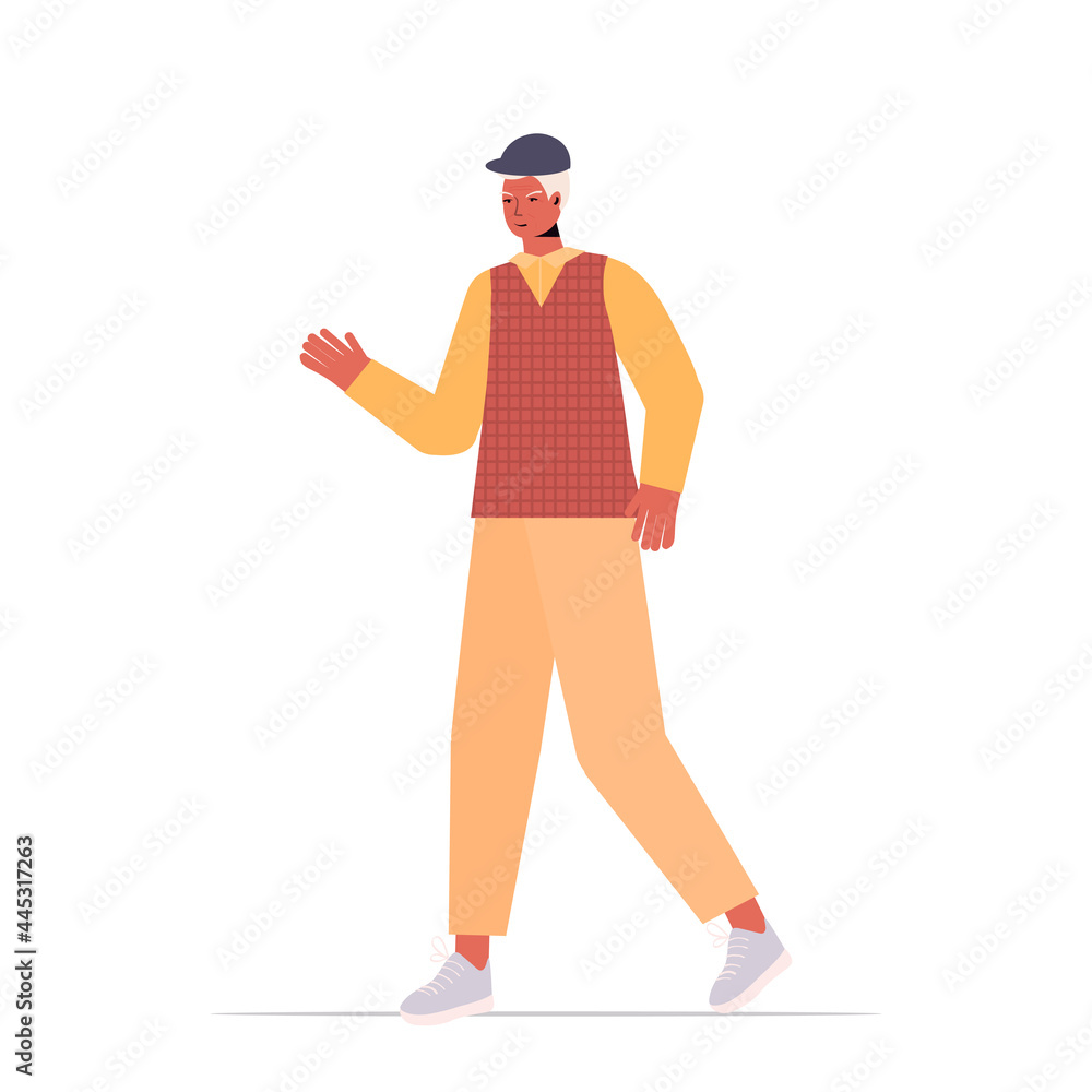 old man in casual trendy clothes senior male cartoon character standing pose gray haired grandfather old man in casual trendy clothes senior male cartoon character standing pose gray haired grandfather