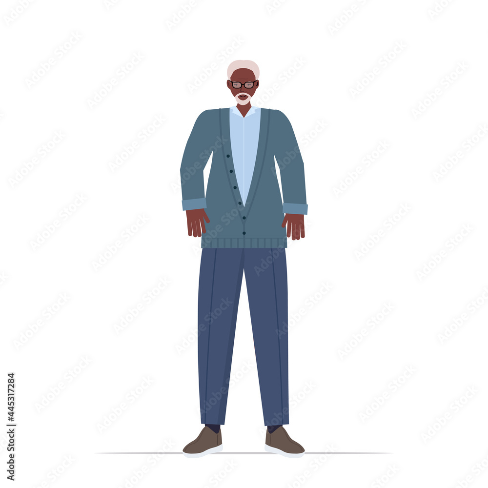 old african american man in casual trendy clothes senior male cartoon character standing pose old african american man in casual trendy clothes senior male cartoon character standing pose