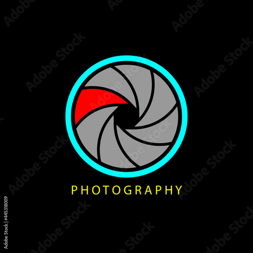Shutter aperture camera lens for Photo Photography logo design. photographer business