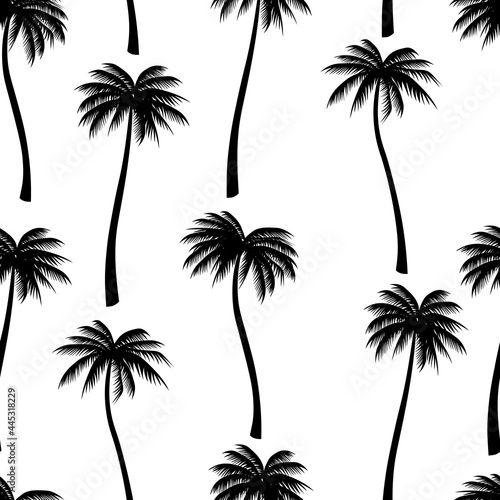 Seamless pattern palm trees silhouettes black vector illustration 