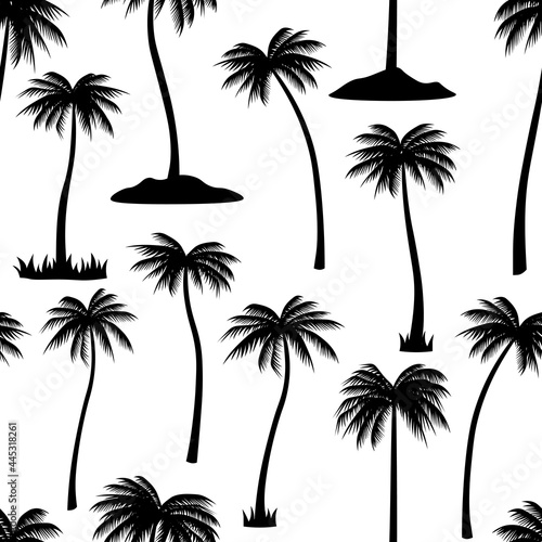 Seamless pattern palm trees silhouettes black vector illustration 