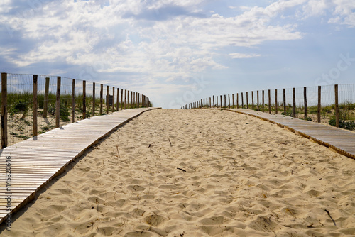 wooden path to access the beach in Lege Cap-Ferret gironde france © OceanProd