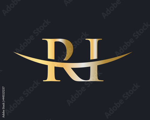 RI logo design. Initial RI letter logo design vector template