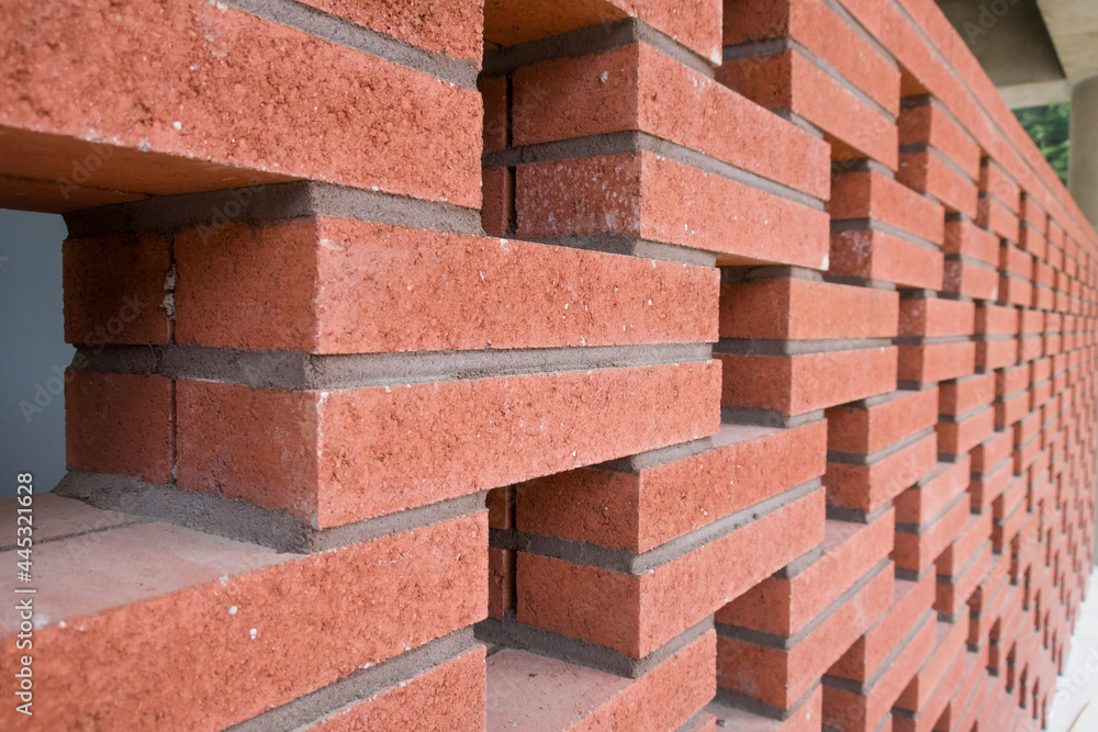 Obraz premium Brick wall with red brick, red brick background.