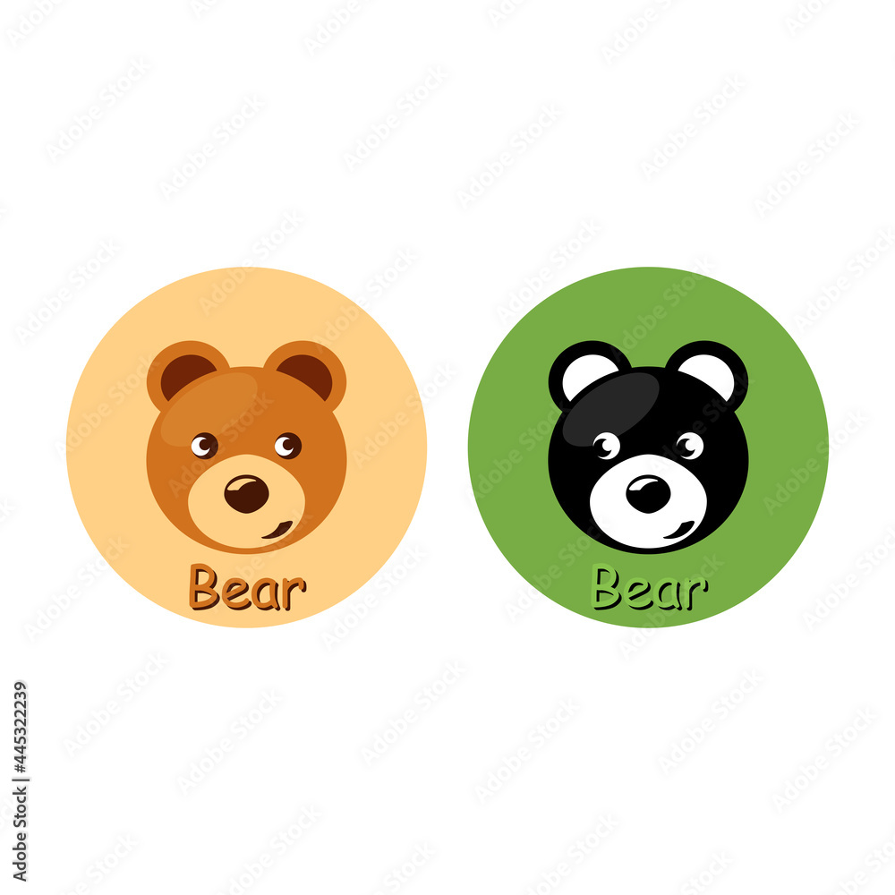 Bear icon. Logo design for zoo for childcare facilities.Vector illustration in flat style. Bear icon. Logo design for zoo for childcare facilities.Vector illustration in flat style.