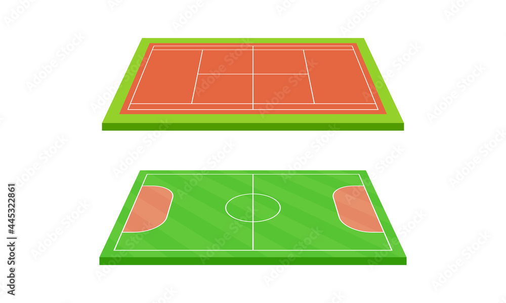 Pitch or Sports Ground as Outdoor Playing Area for Various Sport Vector Set