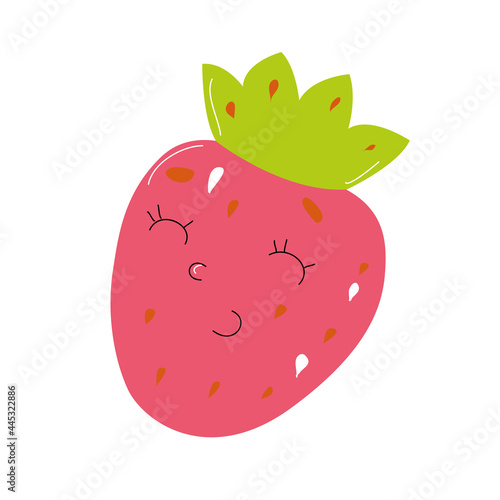 Cute strawberry on a white background. An isolated element.