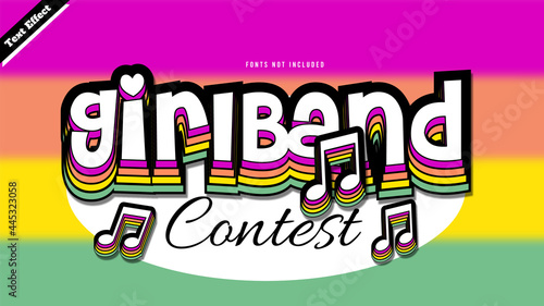 Girl band text effect design vector. editable 3d text