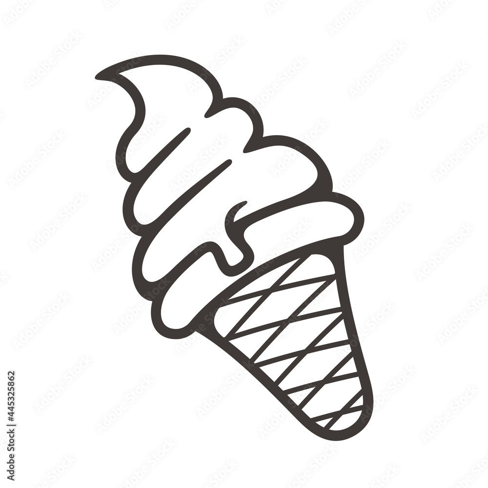 anilla ice cream cone simple black line art cartoon style illustration style vector anilla ice cream cone simple black line art cartoon style illustration style vector