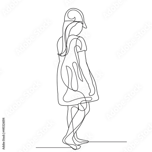 child in a cap line drawing, sketch, isolated, vector