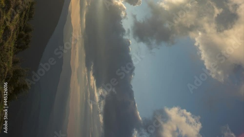 Beautiful colorful sunset in the carpathian mountains in summer. Vertical video