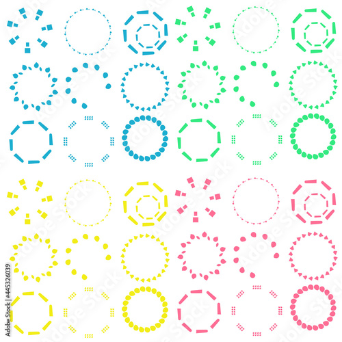枠　セット　青　緑　黄色　赤　ブルー　グリーン　イエロー　レッド　circle　円
ポイント　セット　バリエーション
