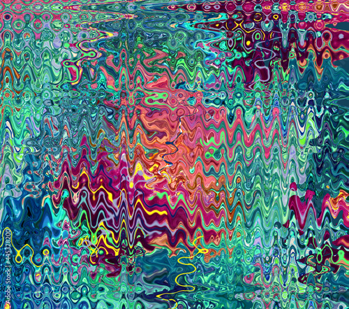 Fotografie abstract distorted blue green pink and purple nympheas