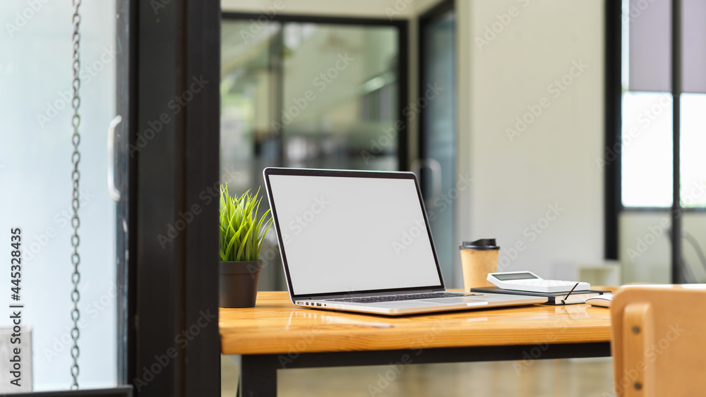 Computer laptop mock up image blank screen concept Computer laptop mock up image blank screen concept