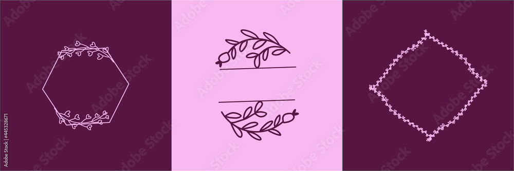 Elegant Hand drawn floral wreaths collection Elegant Hand drawn floral wreaths collection