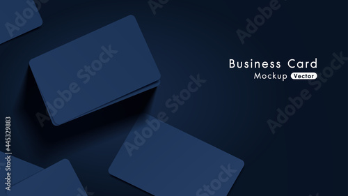 Elegant and modern navy business cards mockup tamplate with dark background. Vector illustration