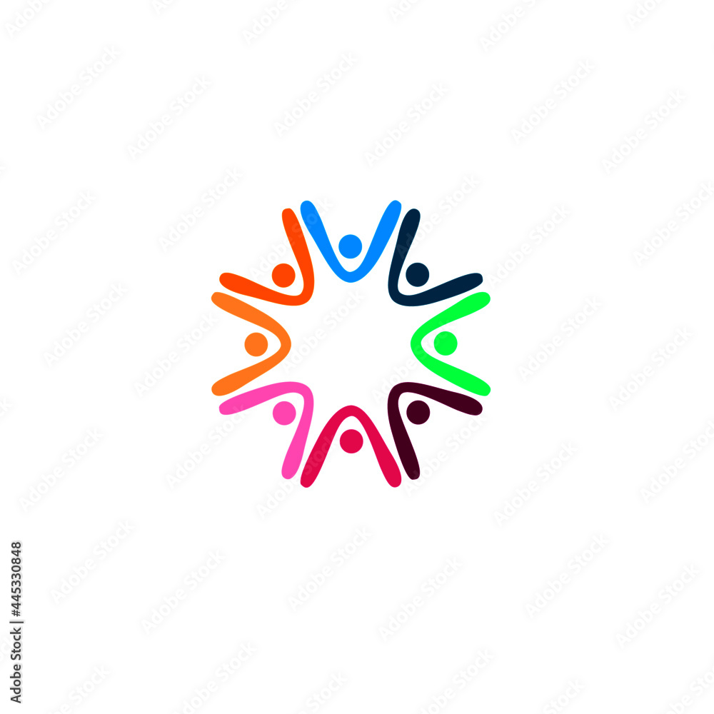 Obraz premium COLORFUL PEOPLE TOGETHER SIGN, SYMBOL, LOGO, ART ISOLATED ON WHITE