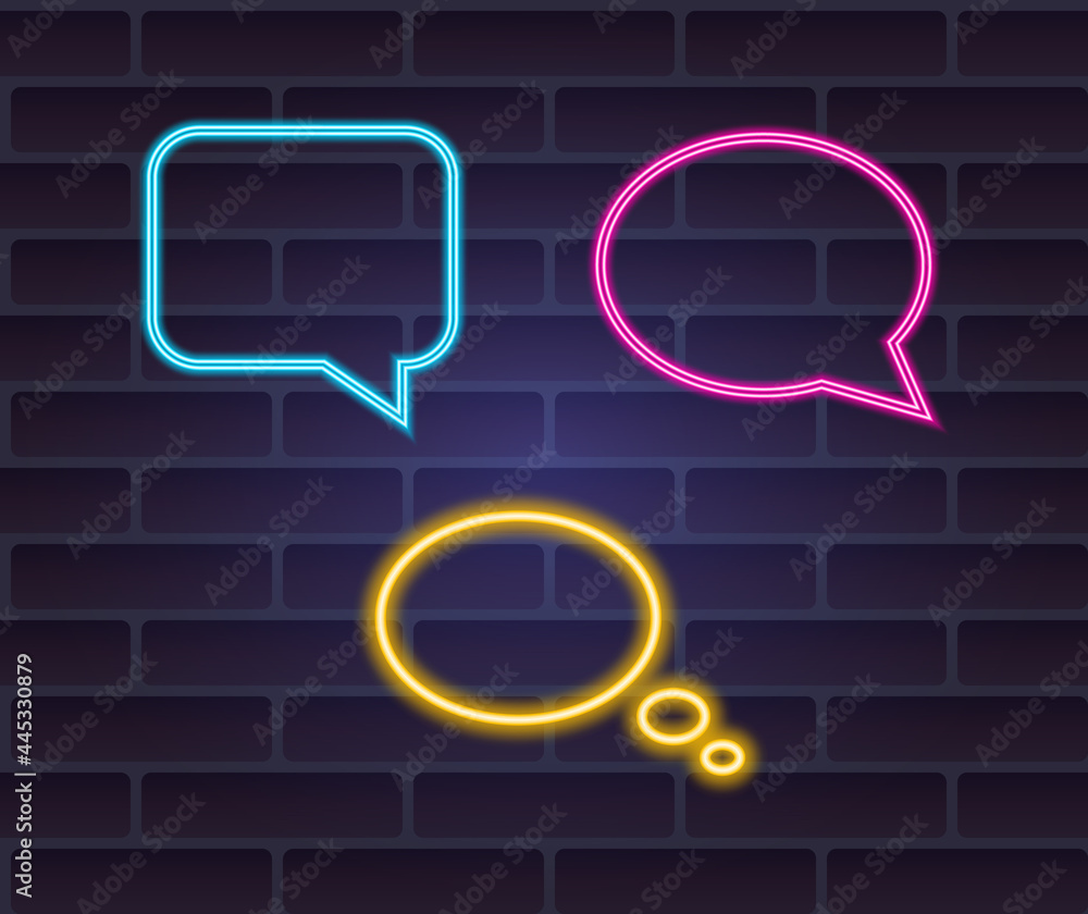 vector image of neon signs for dialogue