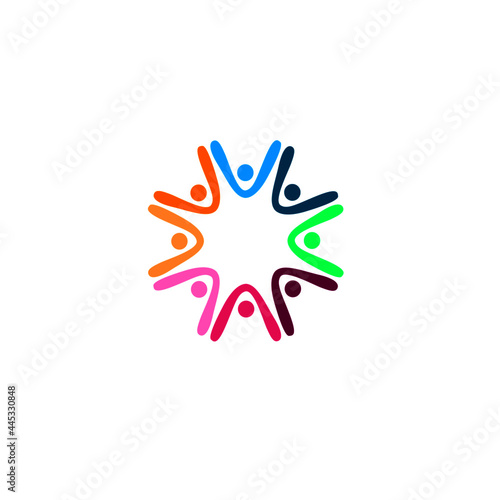 COLORFUL PEOPLE TOGETHER SIGN, SYMBOL, LOGO, ART ISOLATED ON WHITE