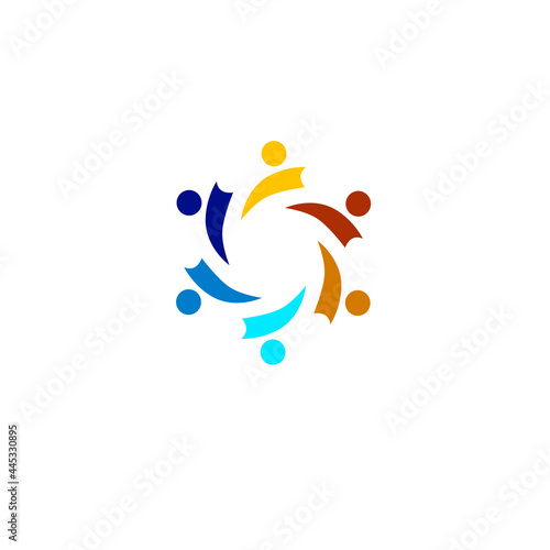 COLORFUL PEOPLE TOGETHER SIGN, SYMBOL, LOGO, ART ISOLATED ON WHITE