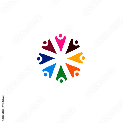COLORFUL PEOPLE TOGETHER SIGN, SYMBOL, LOGO, ART ISOLATED ON WHITE