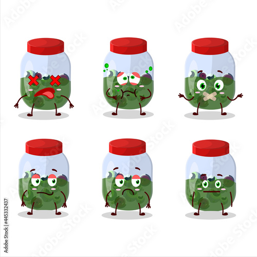 Eyeball in jar cartoon character with nope expression