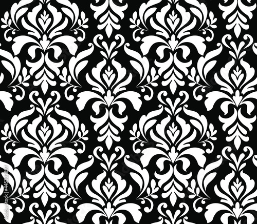 Decorative seamless pattern with ornamental shapes, arabesque background design. 