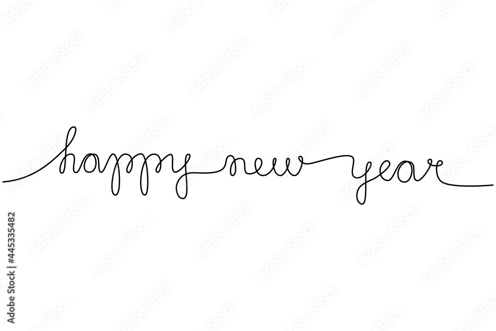Fototapeta premium thin line happy new year sign