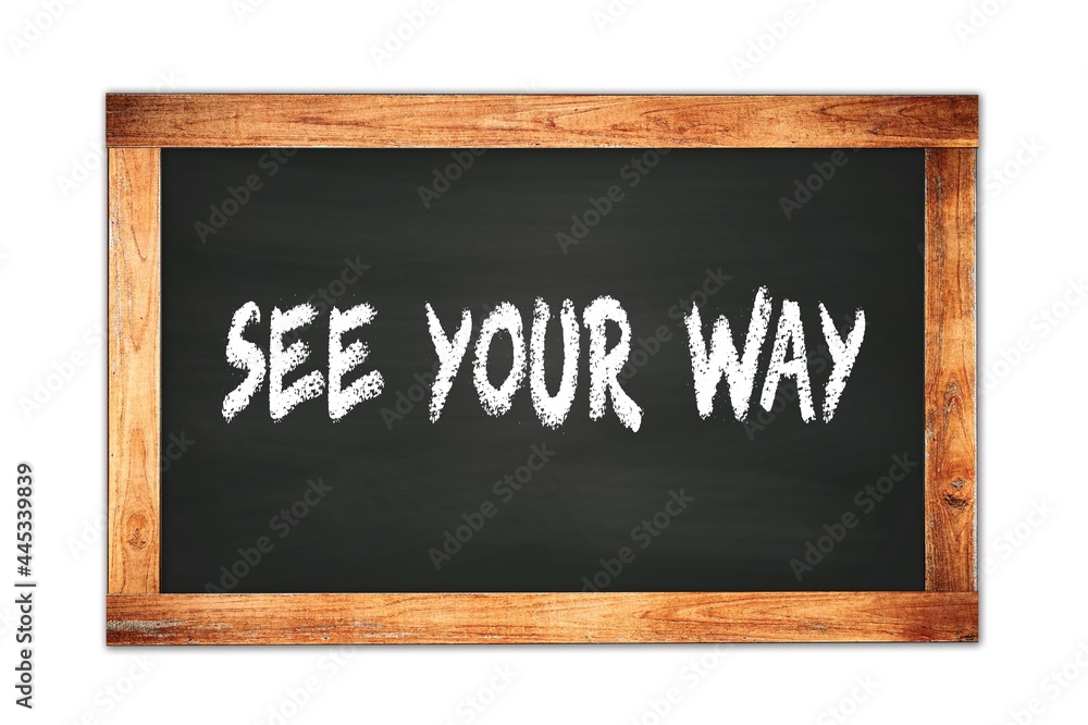 Obraz premium SEE YOUR WAY text written on wooden frame school blackboard.