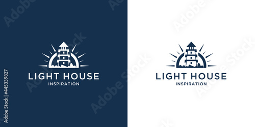 Lighthouse logo with compass design