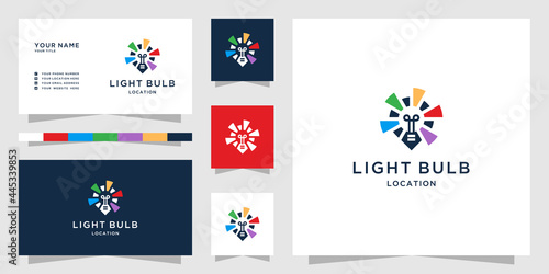 Creative light bulb logo with pin map design