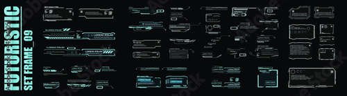 Callouts and titles in HUD style. Set futuristic user interface elements. Titles, technical elements, information windows and modern digital blocks with information
