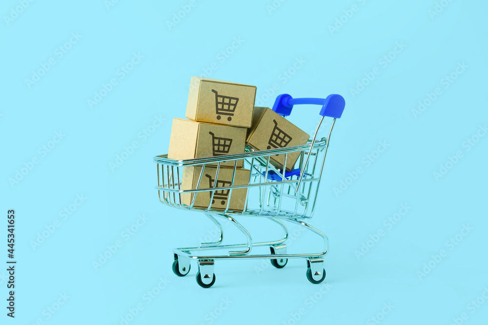 online shopping concept with shopping cart symbol	
