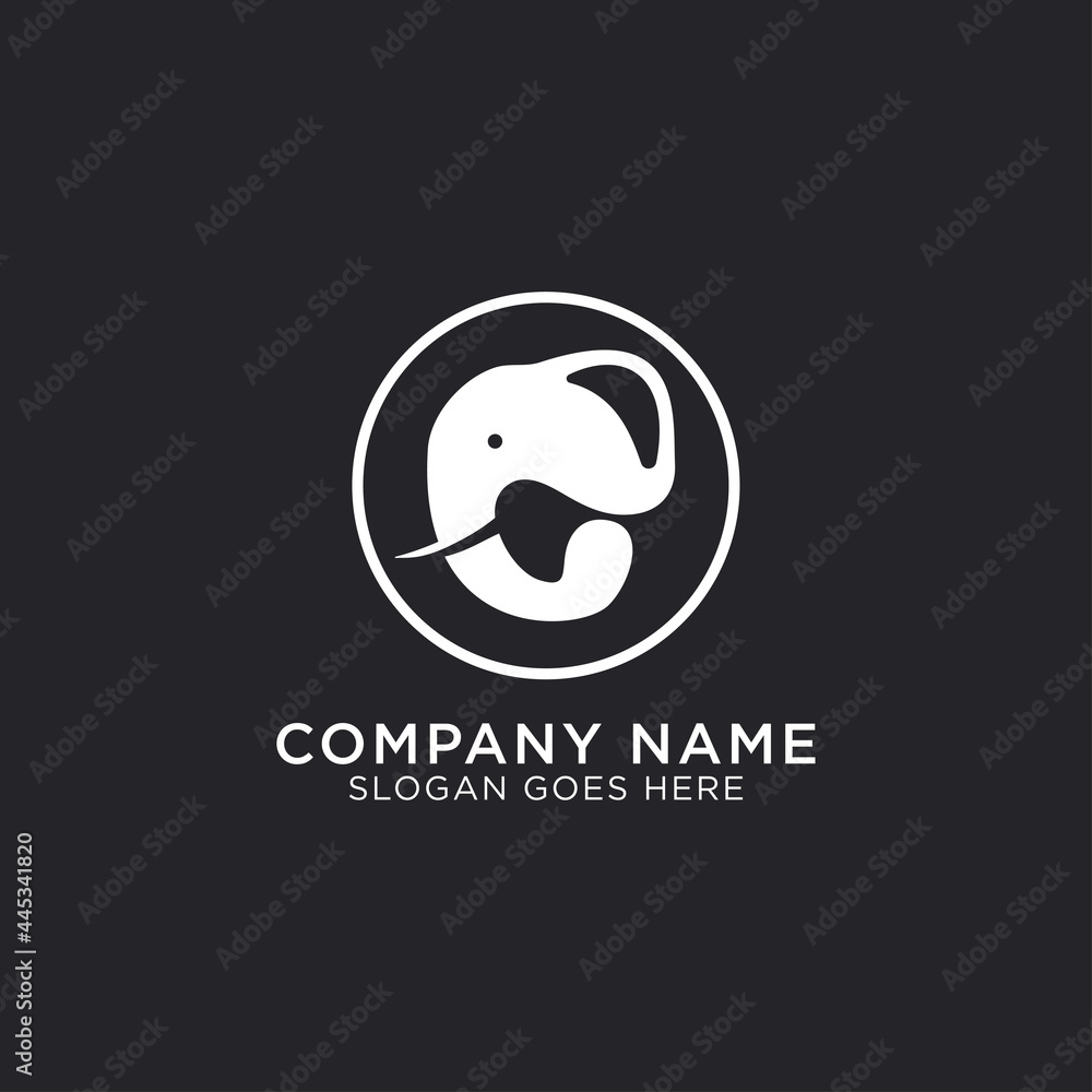 Silhouette of Elephant animal wildlife, initial letter E logo design vector Silhouette of Elephant animal wildlife, initial letter E logo design vector