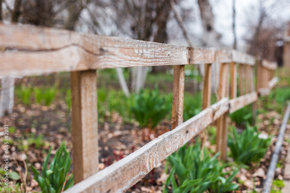 homemade wooden fence close up
