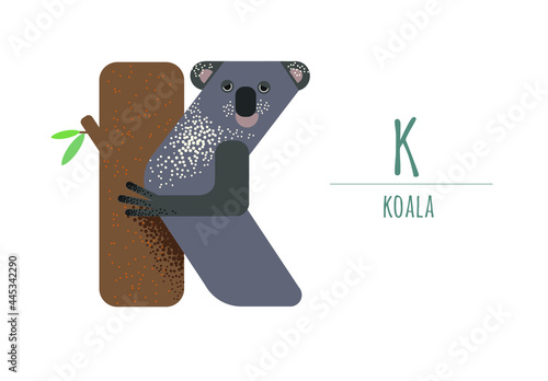 Photography cute gray koala sitting on a tree