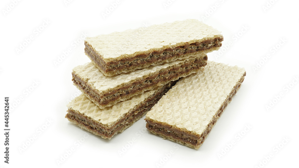Stack of wafers cream hazelnut chocolate, Isolated on white background Stack of wafers cream hazelnut chocolate, Isolated on white background