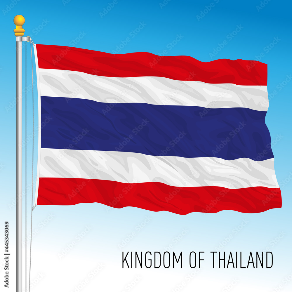 Naklejka premium Thailand official national flag, asiatic country, vector illustration