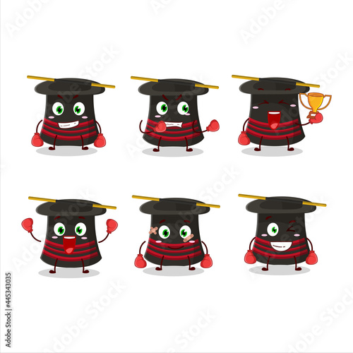A sporty magician hat boxing athlete cartoon mascot design