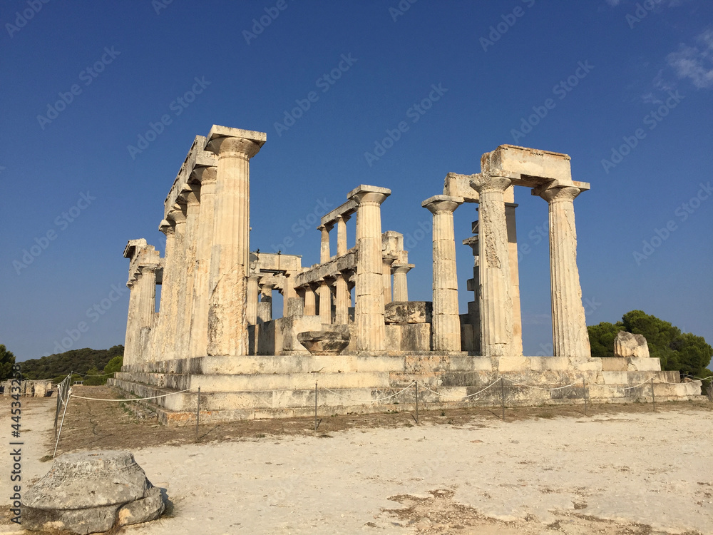 The Temple of Aphaia or Afea is located within a sanctuary complex dedicated to the goddess Aphaia on the Greek island of Aigina, which lies in the Saronic Gulf.