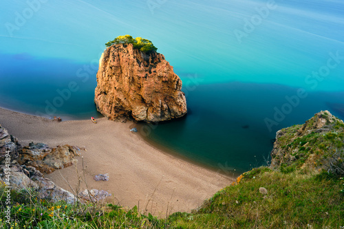 Spectacular views of the Red Island Roundabout, Costa Brava, Spain.